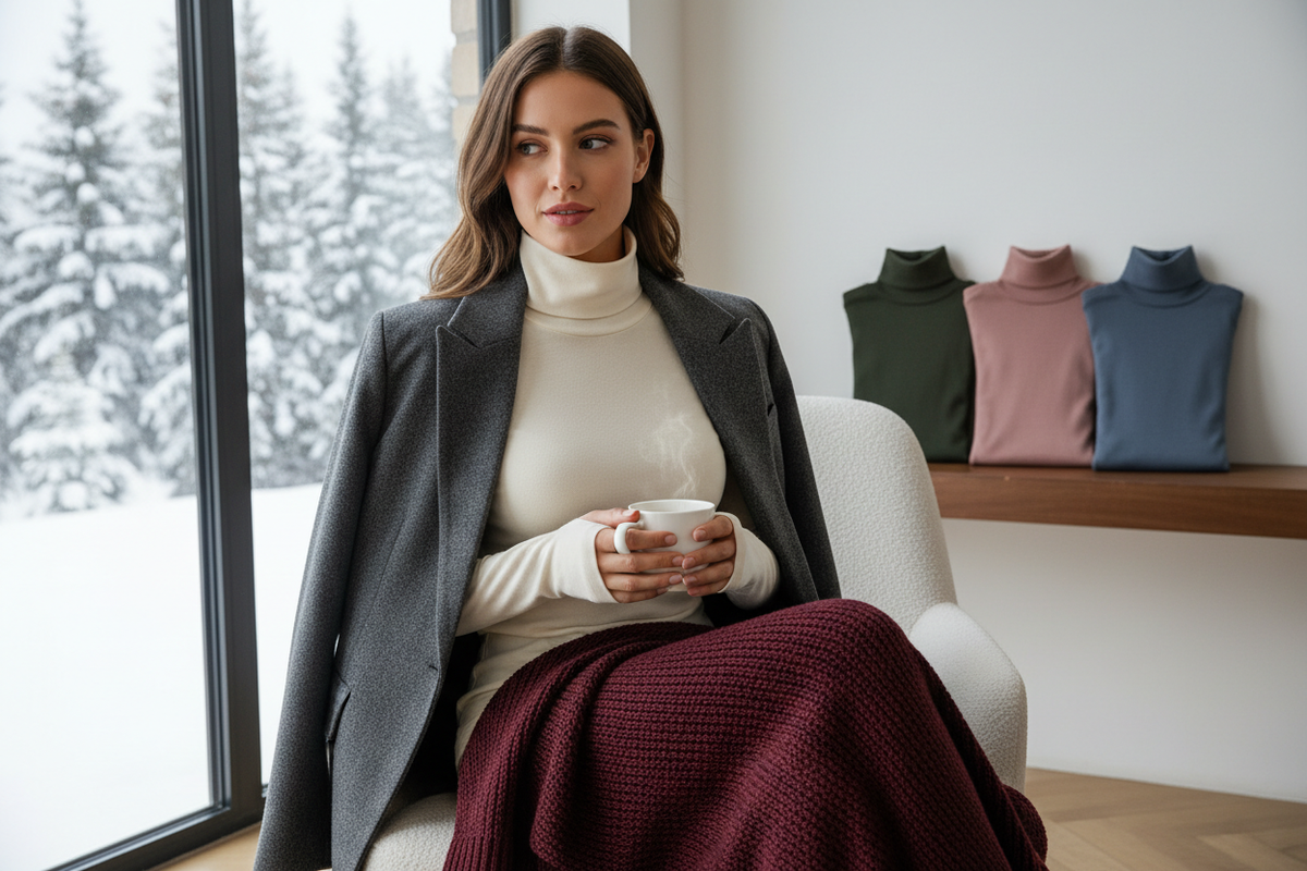 Ultra-Soft Thermal Turtleneck Jumper – 19 Colors, One Size