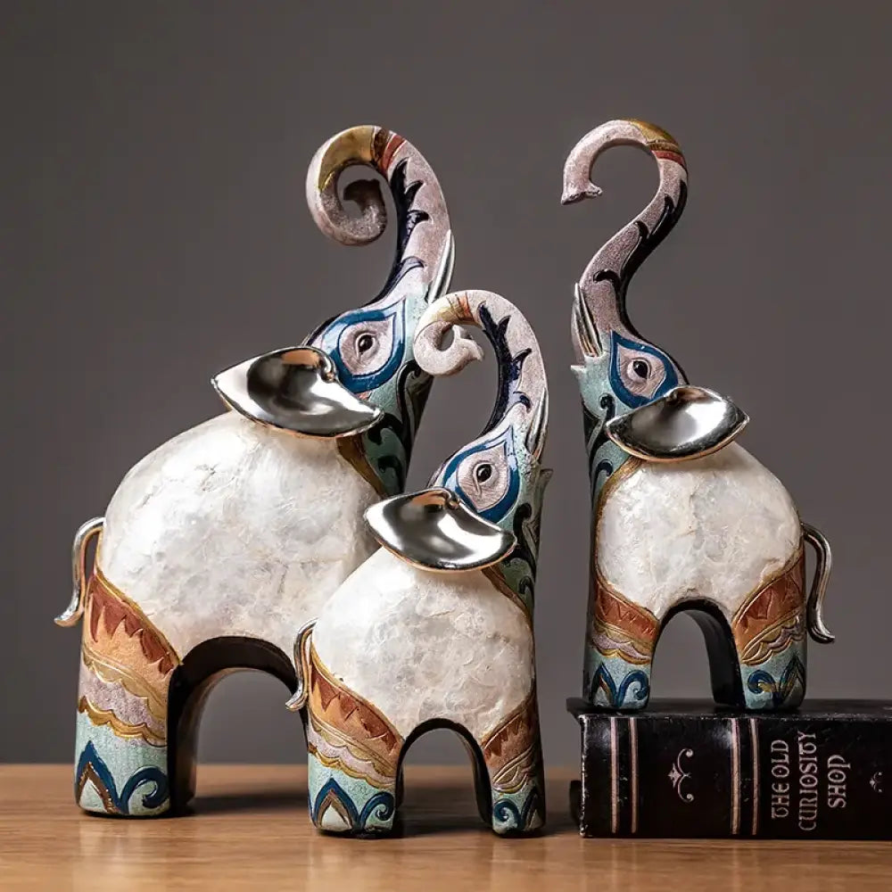 India-Style Decorative Elephant Statue Pair - Ornate Home Decor