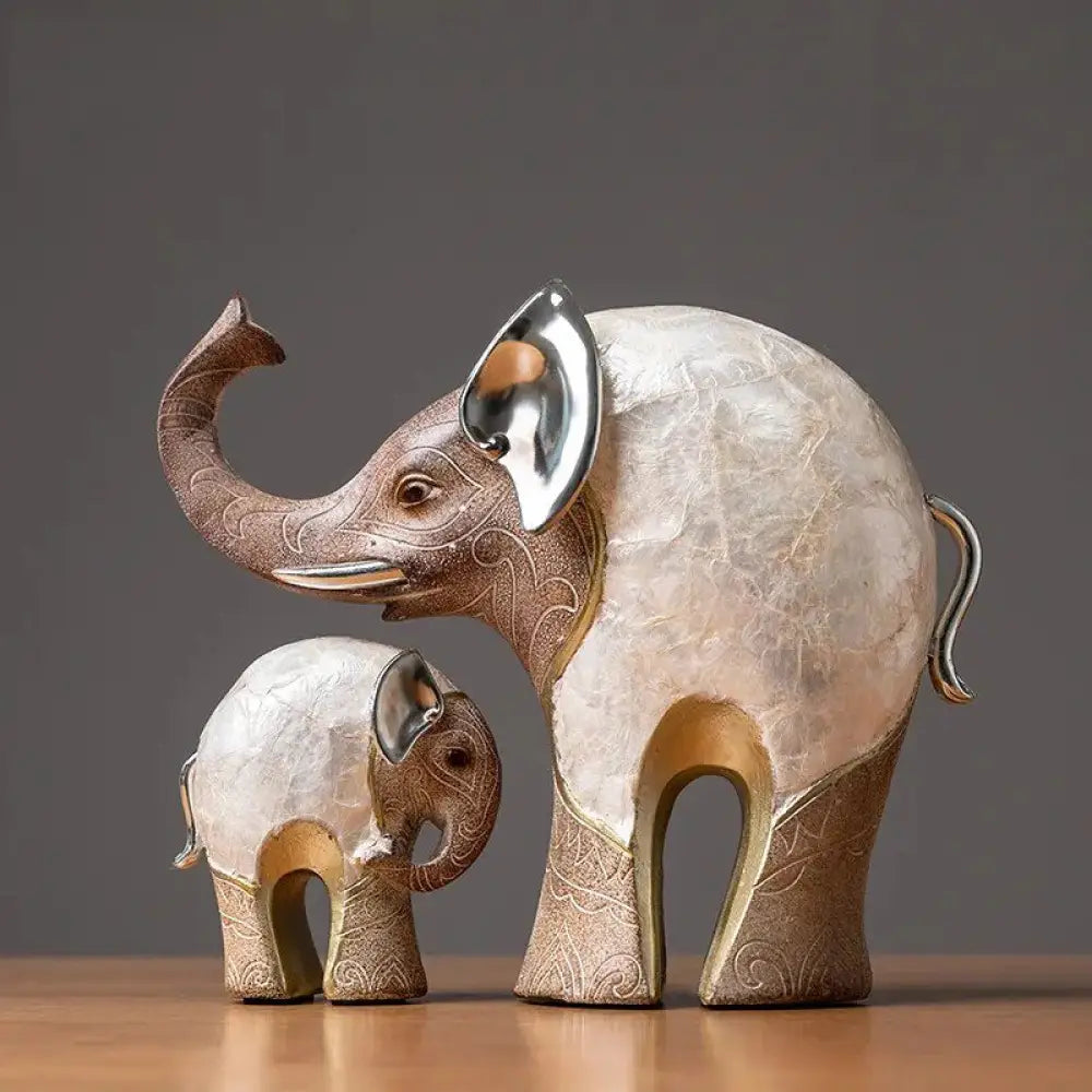 India-Style Decorative Elephant Statue Pair - Ornate Home Decor