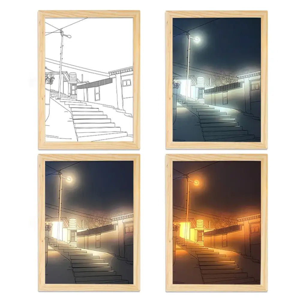 INS Deco Led Light Painting USB Plug Dimming Wall Artwork Table Lamp