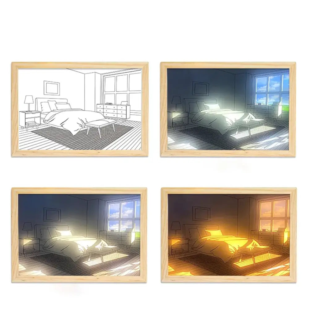 INS Deco Led Light Painting USB Plug Dimming Wall Artwork Table Lamp