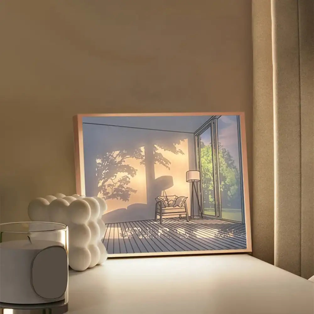 INS Deco Led Light Painting USB Plug Dimming Wall Artwork Table Lamp