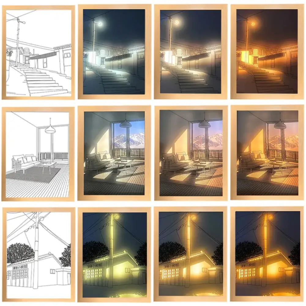 INS Deco Led Light Painting USB Plug Dimming Wall Artwork Table Lamp