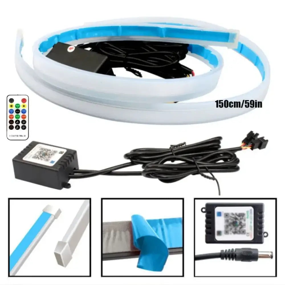 Intelligent Light & Shadow Engine Hood System | Dynamic Scanning RGB Light Strip with APP / Remote Dual Control