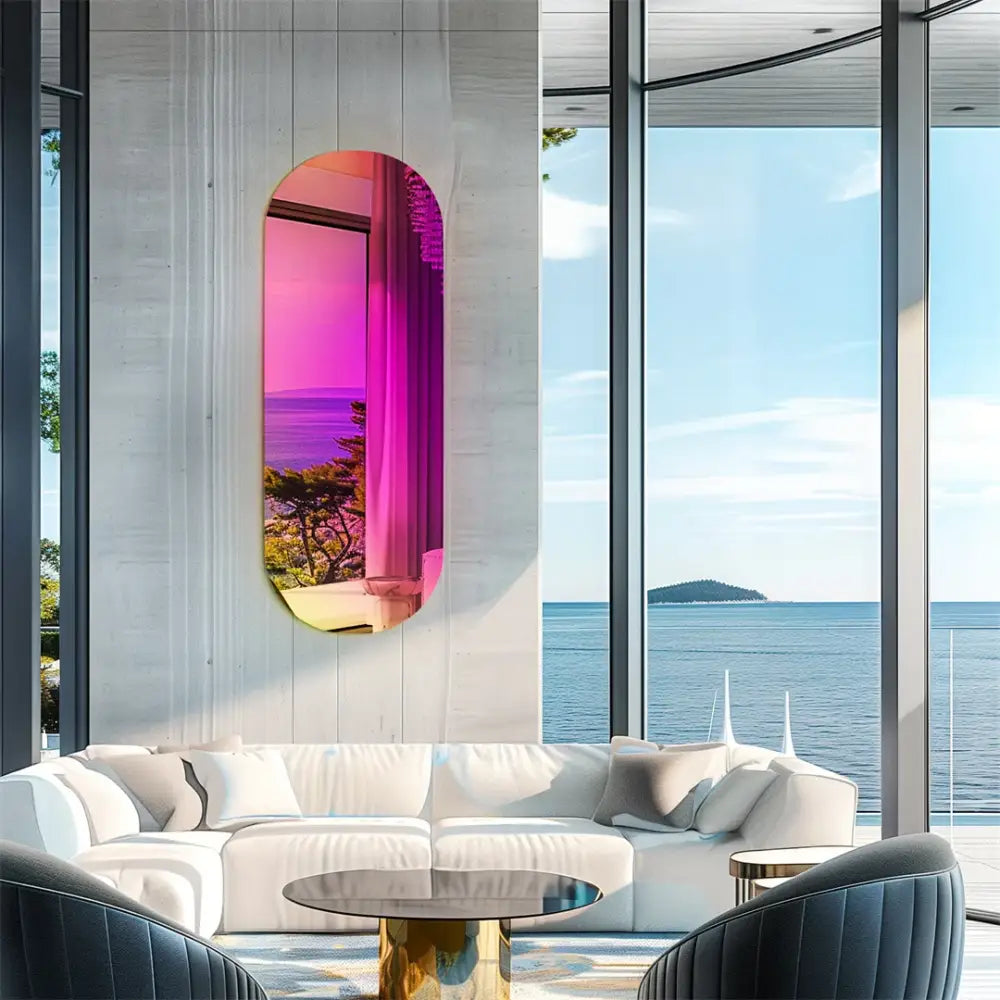 Iridescent Rainbow Wall Mirror Aesthetic Full-Length Glass Accent