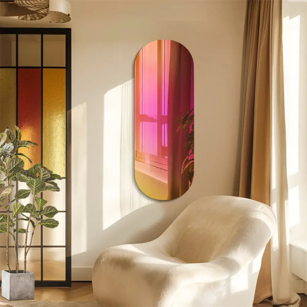Iridescent Rainbow Wall Mirror Aesthetic Full-Length Glass Accent