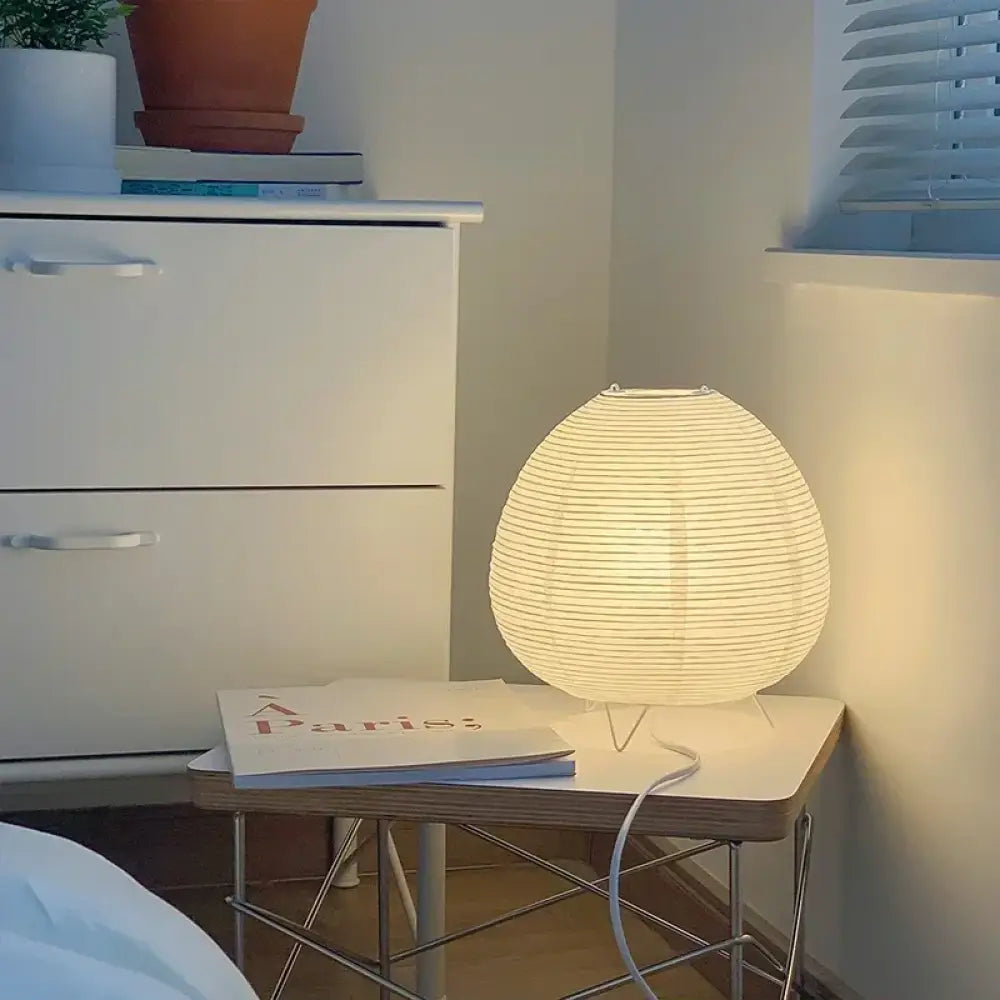 Lantern LED Table Lamp Rice Paper Minimalist Bedside Study Art Decor