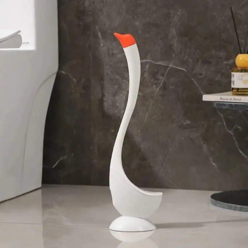 Swan Toilet Brush Set with Holder - Dense Bristles & Long Handle