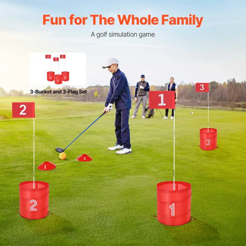 Kids Backyard Golf Game Hole Portable Bucket Golf Practice & Chipping Game for Family Outdoor Fun