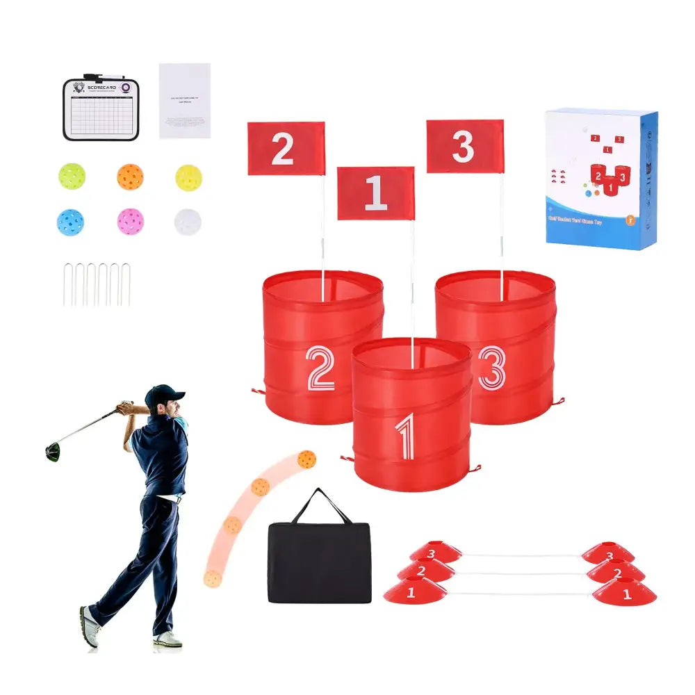 Kids Backyard Golf Game Hole Portable Bucket Golf Practice & Chipping Game for Family Outdoor Fun