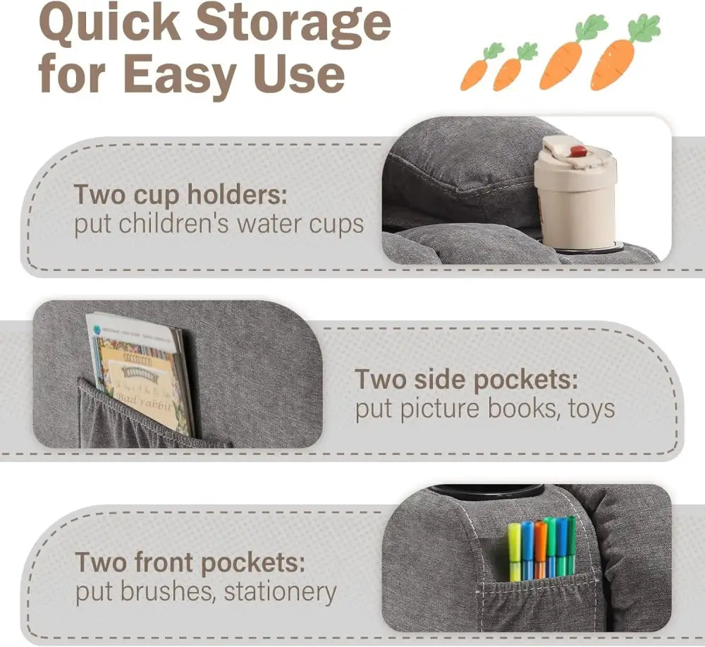 Kids Recliner Chair with Cup Holders Adjustable Footrest & Headrest