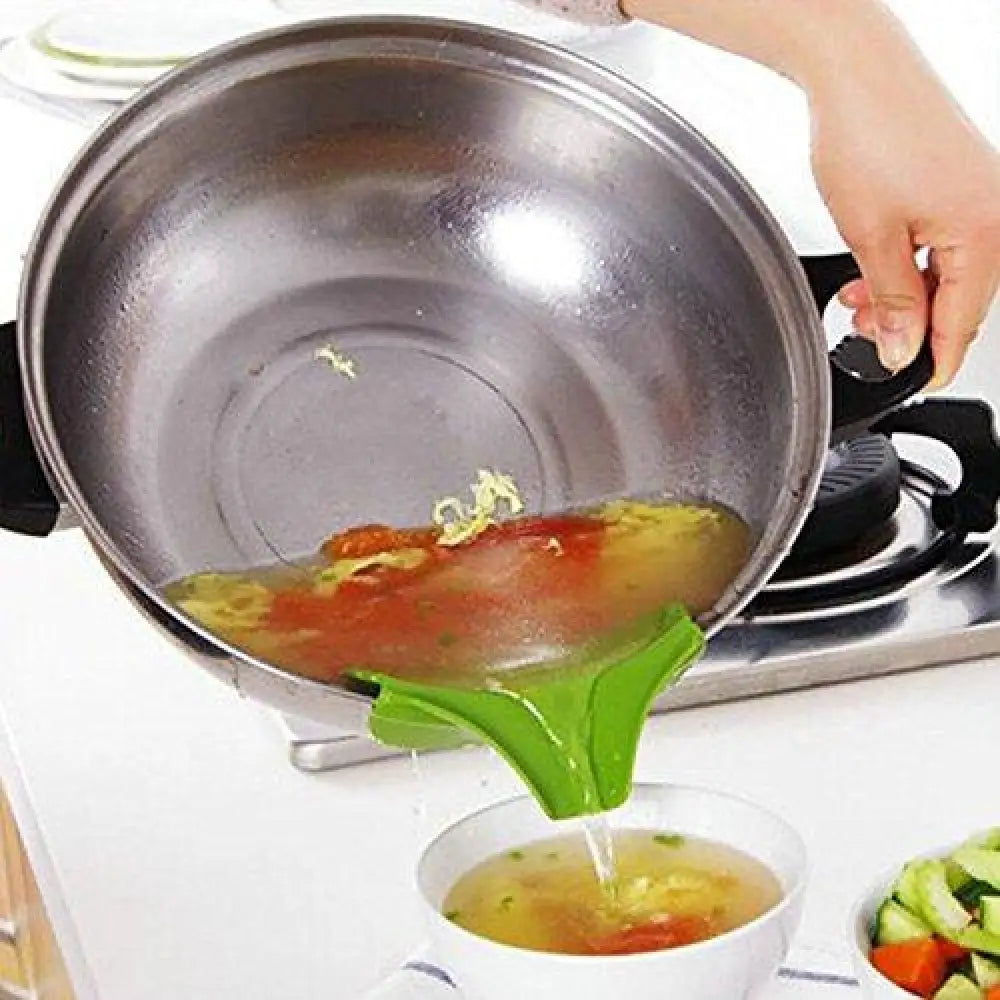 Kitchen Funnel with Anti-Splash Edge & Liquid Streamer Spout – Anti-Spill Pouring Tool