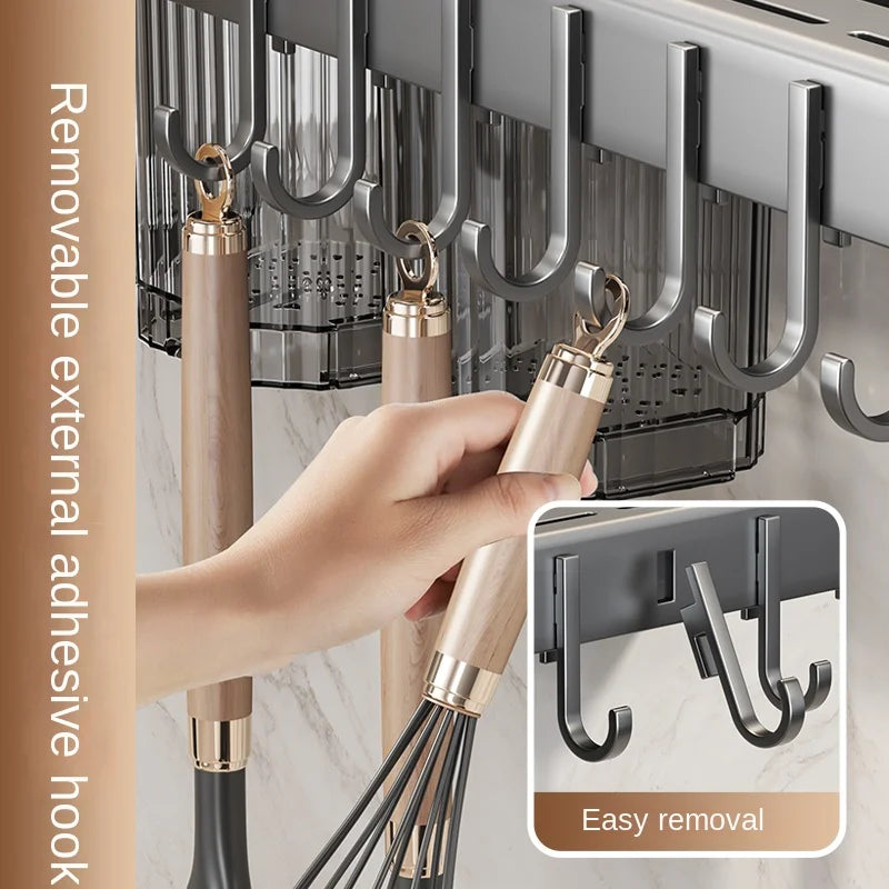Wall-Mounted Knife Rack – Drill-Free Multifunctional Kitchen Utensil Holder