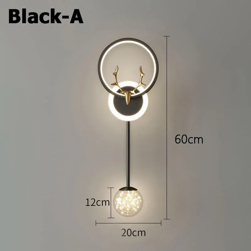 Nordic Deer Antler LED Wall Sconce - Ring + Globe Up Down Light