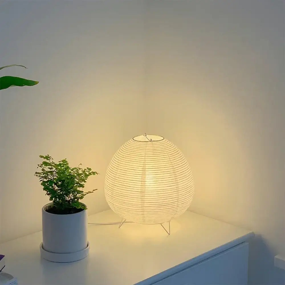 Lantern LED Table Lamp Rice Paper Minimalist Bedside Study Art Decor