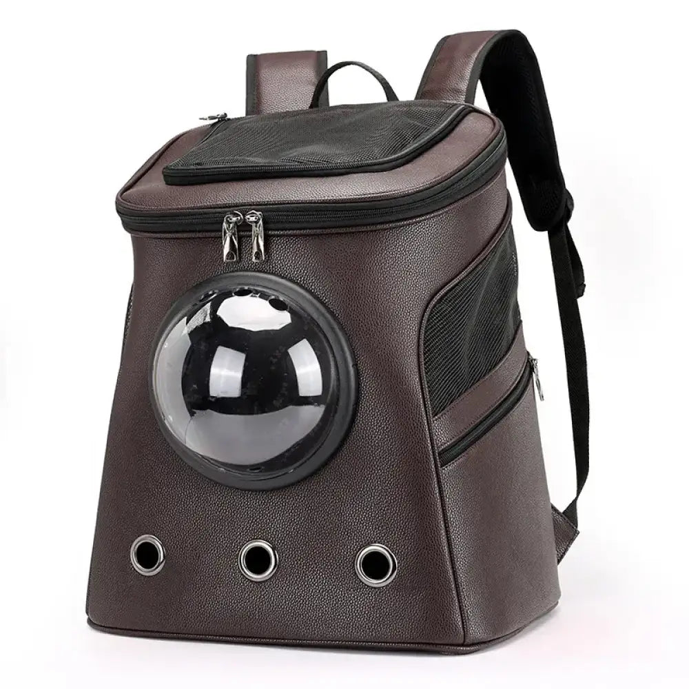 Large-Capacity Pet Capsule PU Backpack for Cats and Dogs