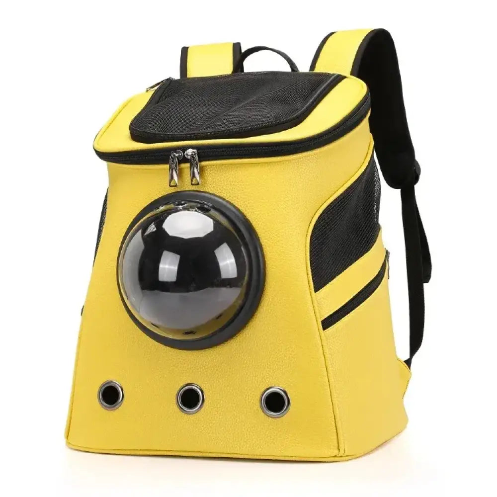 Large-Capacity Pet Capsule PU Backpack for Cats and Dogs