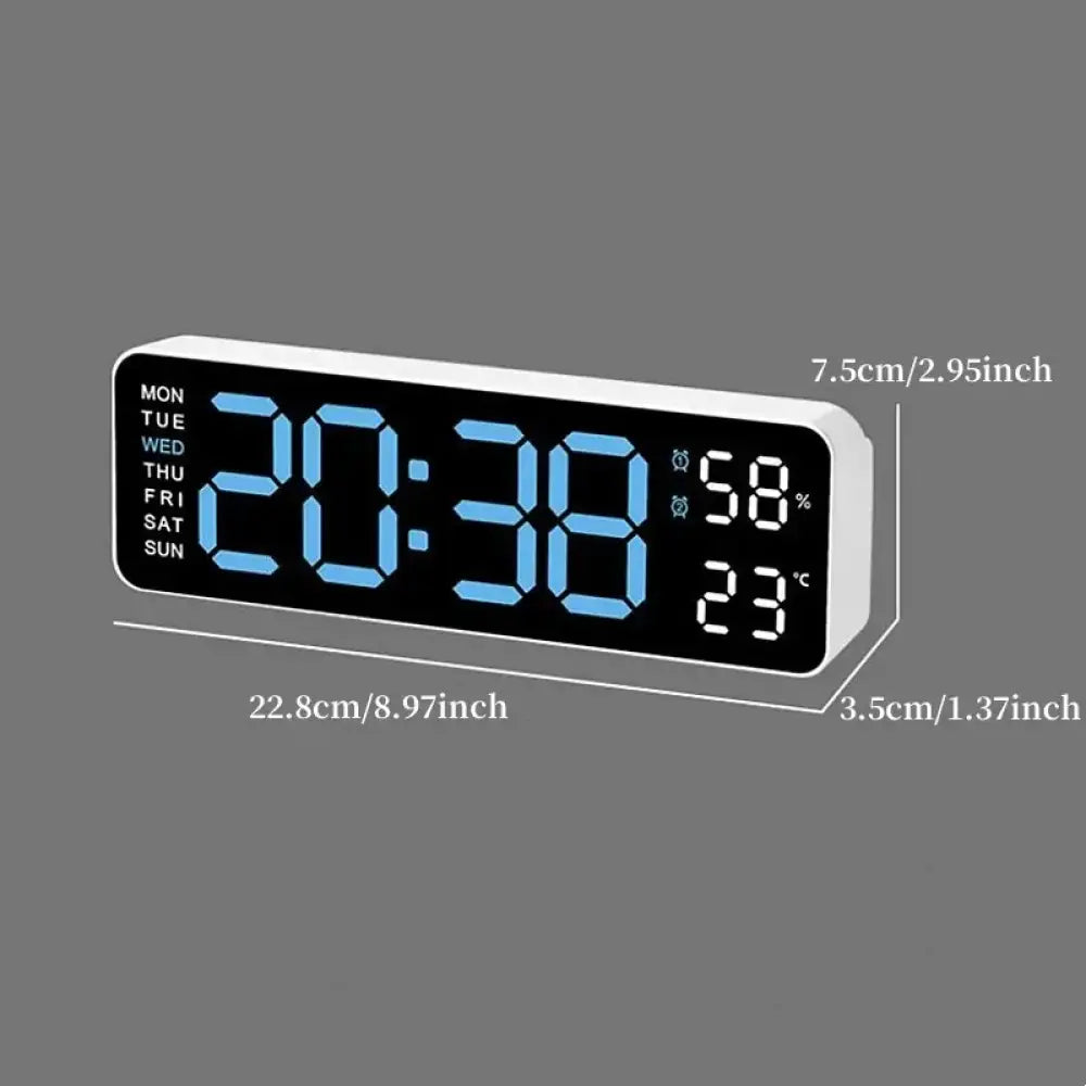 Large Digital Wall Clock – USB Powered LED Clock with Temperature, Humidity, Week Display, Auto Dimmer, DST, and 12/24H Format
