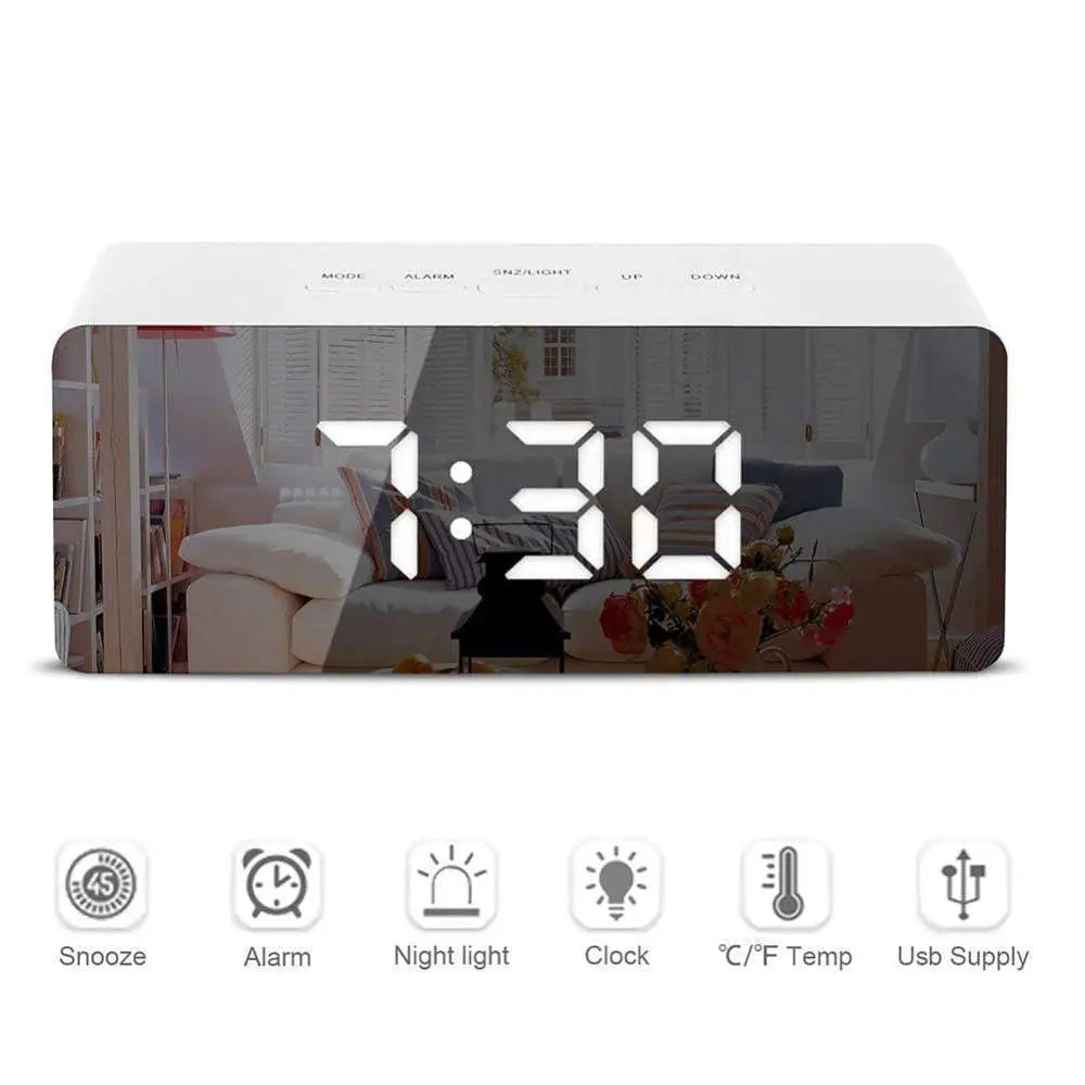 LED Mirror Digital Alarm Clock