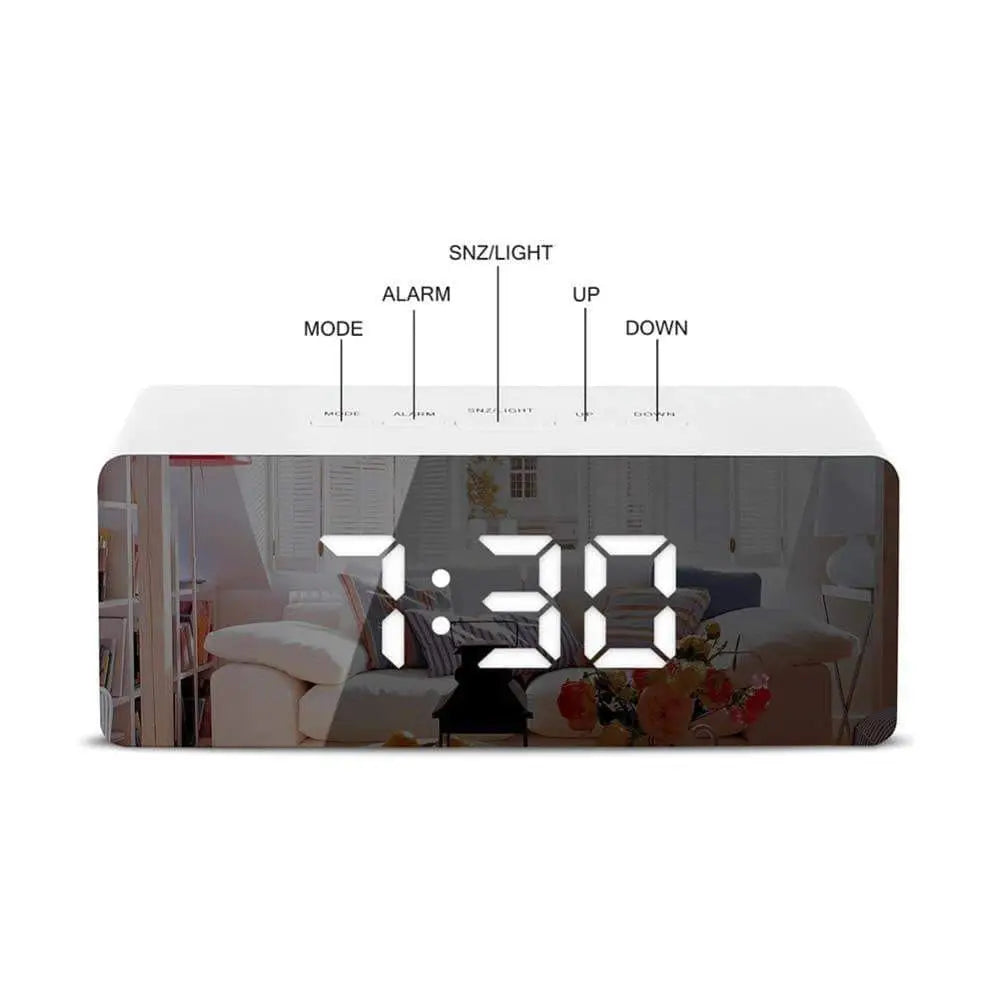 LED Mirror Digital Alarm Clock