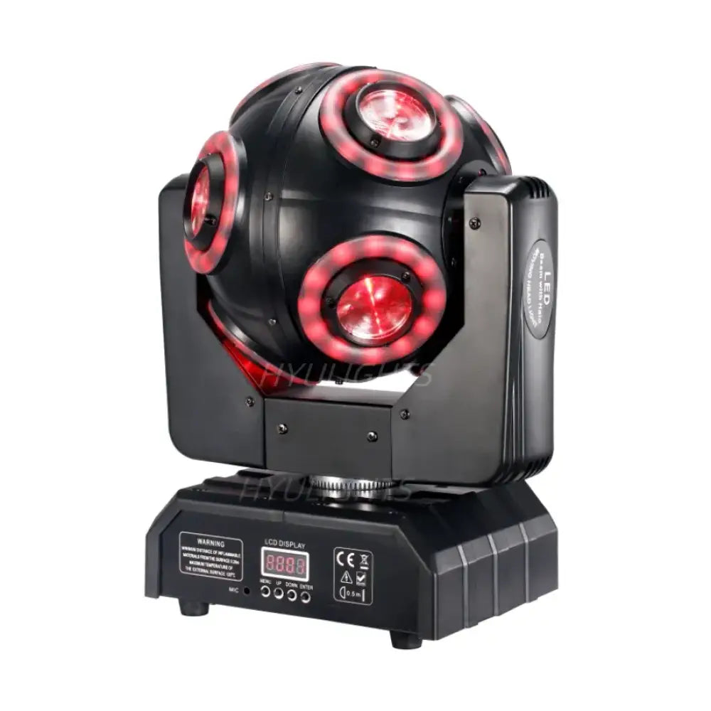 LED Moving Head 'Football' Light 360° Infinite Rotation, Halo RGB & Beam Effect