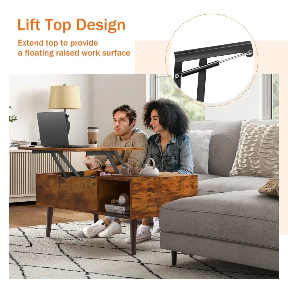 Lift Top Coffee Table – Adjustable Desk, Dining & Hidden Storage