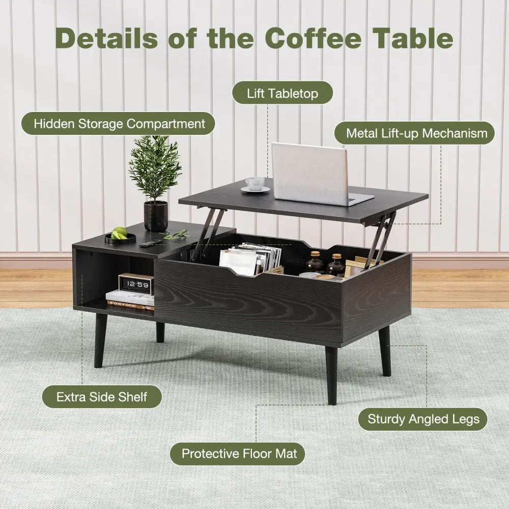 Lift Top Coffee Table – Adjustable Desk, Dining & Hidden Storage