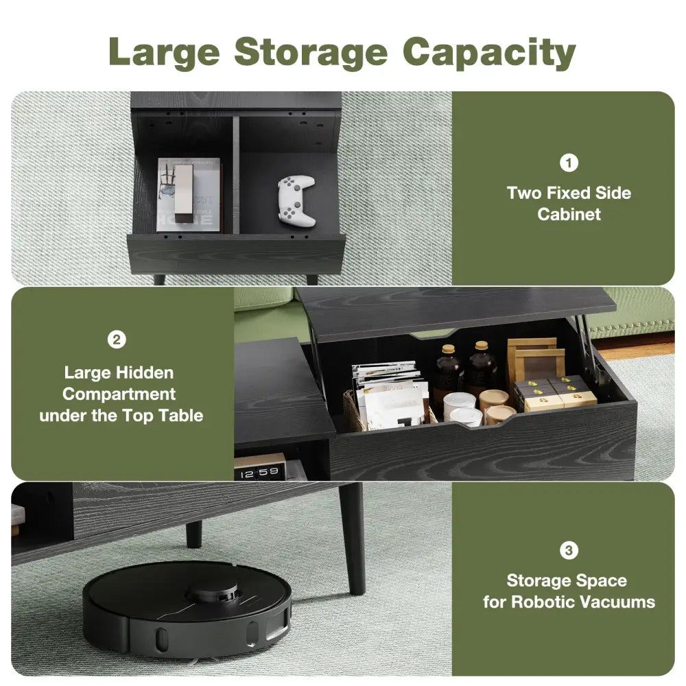 Lift Top Coffee Table – Adjustable Desk, Dining & Hidden Storage