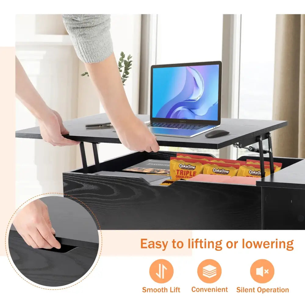 Lift Top Coffee Table – Adjustable Desk, Dining & Hidden Storage