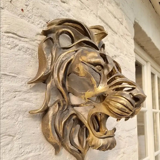 Gold Lion Head Wall Sculpture - Large Luxury Resin Art Decor