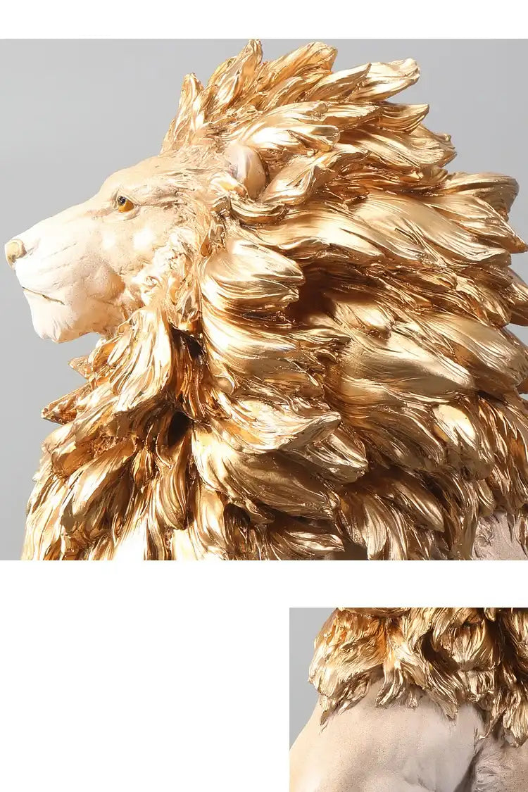 Golden Lion Statue - Large Luxury Resin Sculpture Indoor Floor Decor