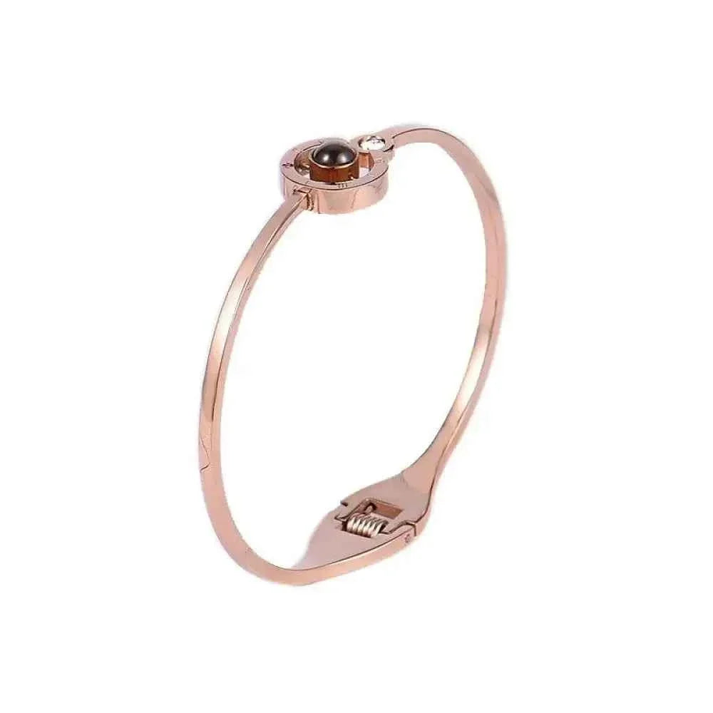 Lover Bracelet - Rose Gold Bangle with Secret "I Love You" Charm