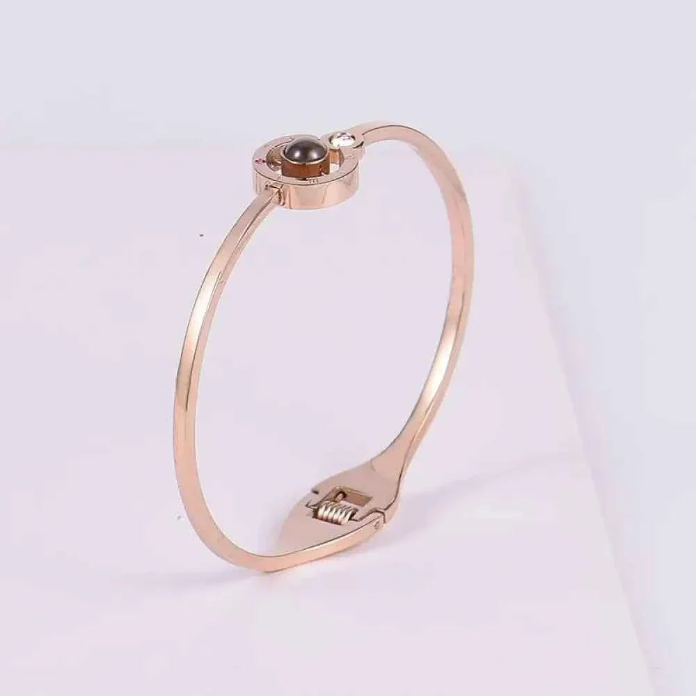Lover Bracelet - Rose Gold Bangle with Secret "I Love You" Charm