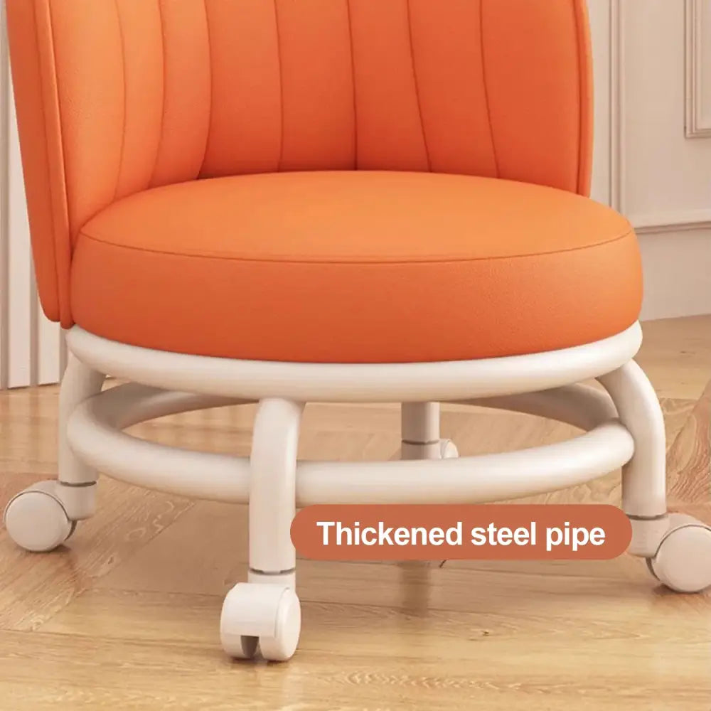 Low Mobile Roller Stool with Backrest 360° Swivel Small Stool Wheels