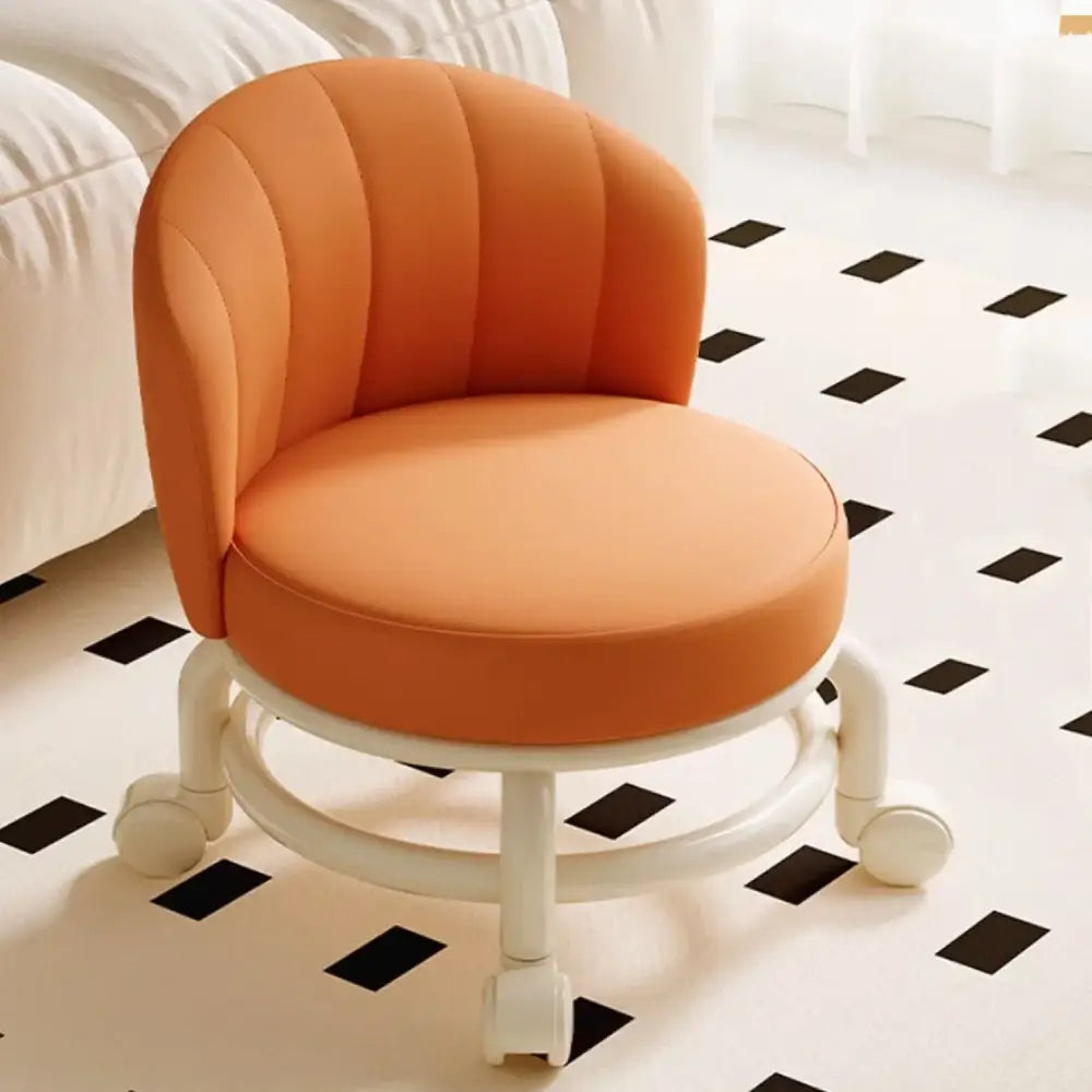 Low Mobile Roller Stool with Backrest 360° Swivel Small Stool Wheels