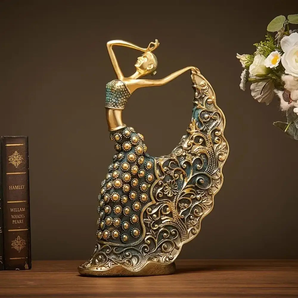 Luxury Abstract Dancer Sculpture – Modern Gold Accent Art Figurine