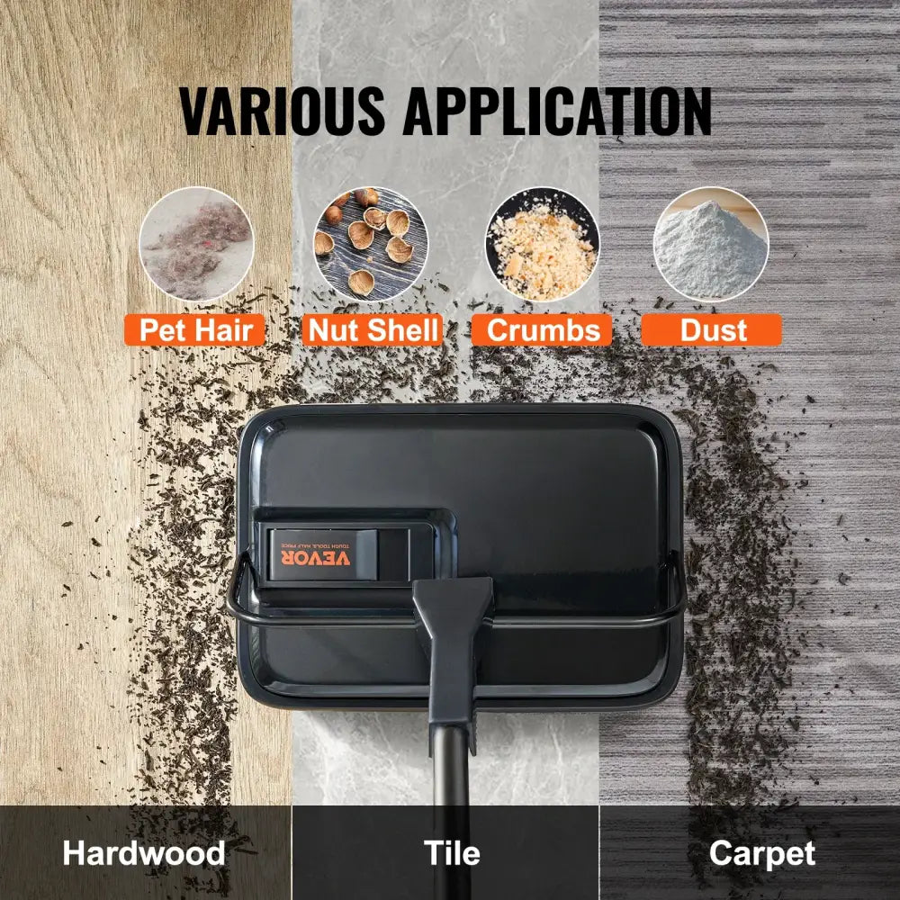Manual Quiet Carpet Sweeper | 7.87" Path, 300ml Dustbin w/ Comb for Hardwood Floors & Rugs