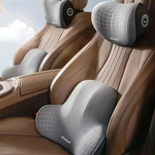 Memory Foam Car Neck Cushion & Lumbar Support – Universal Car Seat Pillow Set