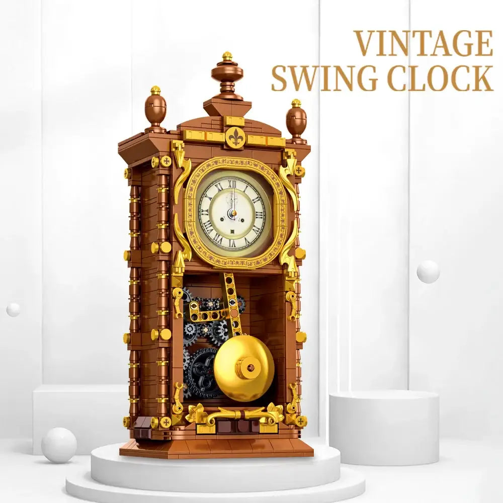Retro Swing Clock Building Blocks DIY Pendulum Construction Kit Gift