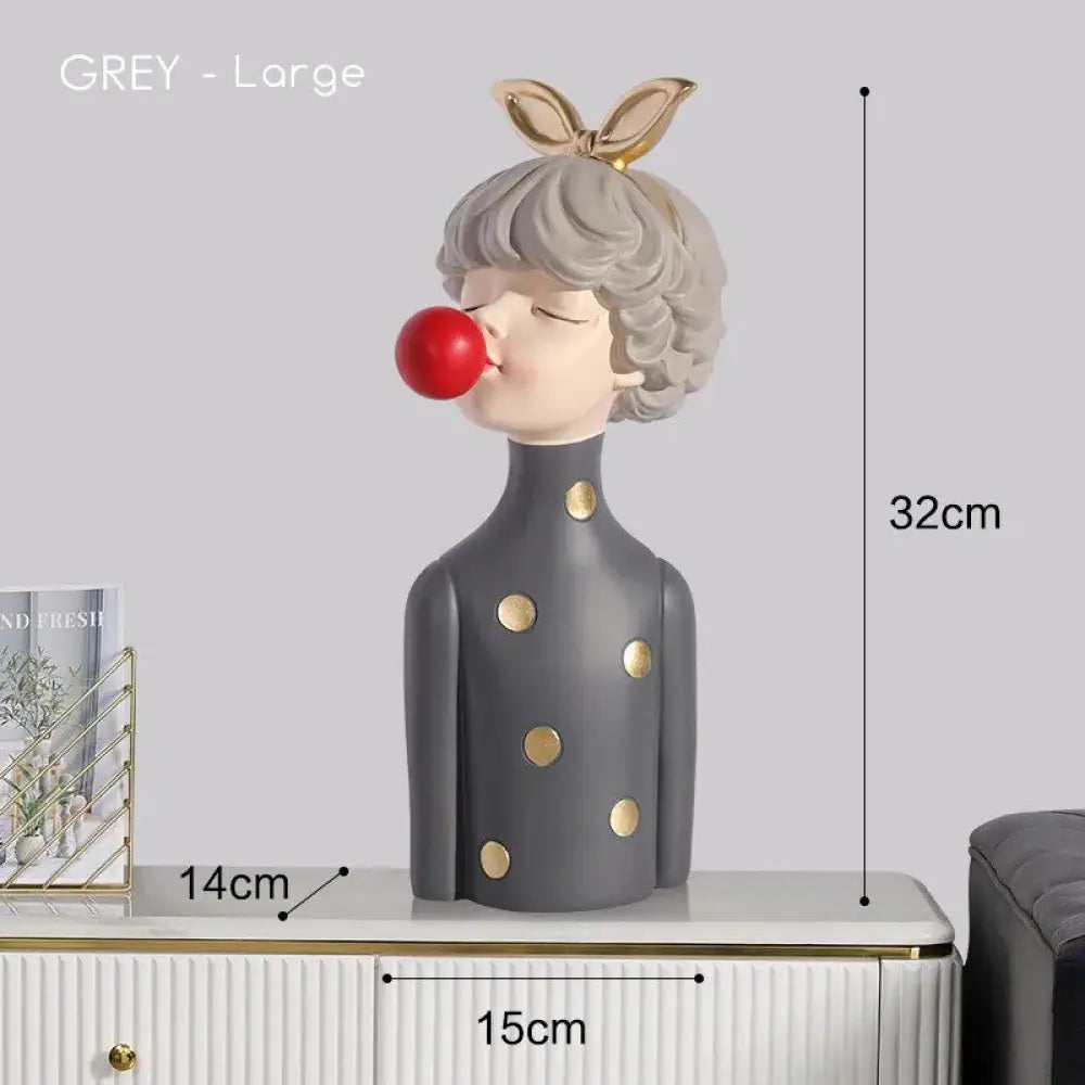 Modern Creative Blowing Bubble Gum Girl Statue Figurine