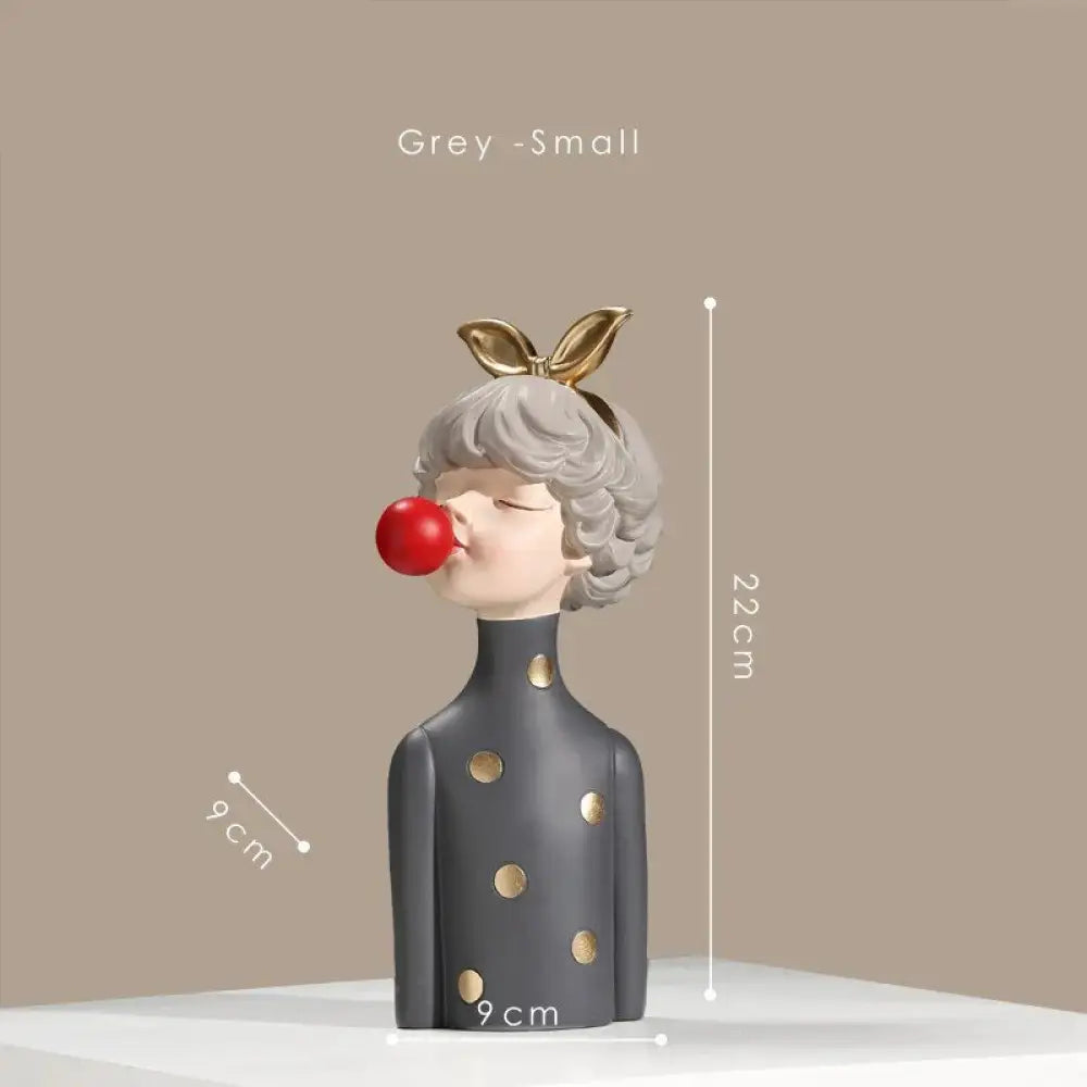 Modern Creative Blowing Bubble Gum Girl Statue Figurine
