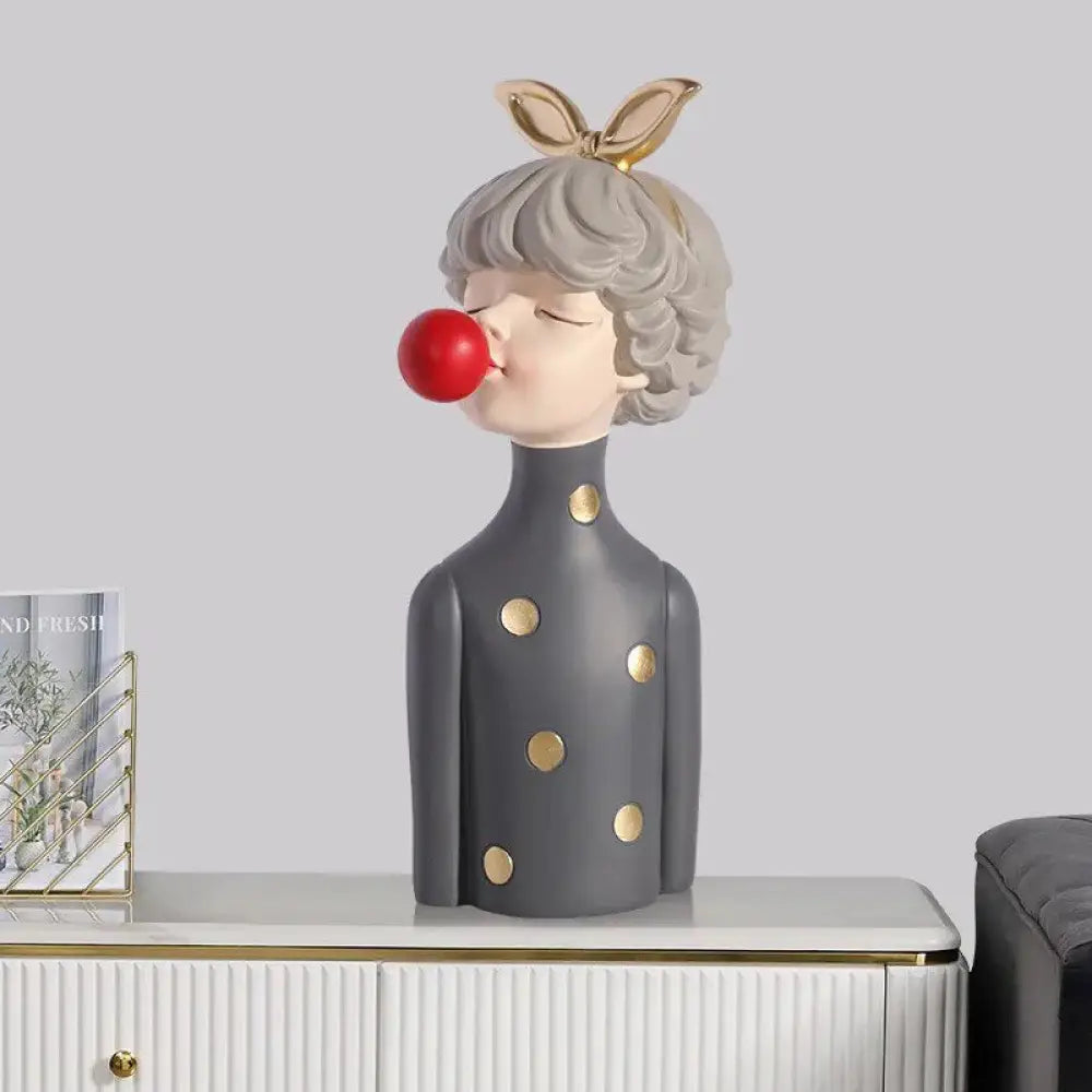 Modern Creative Blowing Bubble Gum Girl Statue Figurine