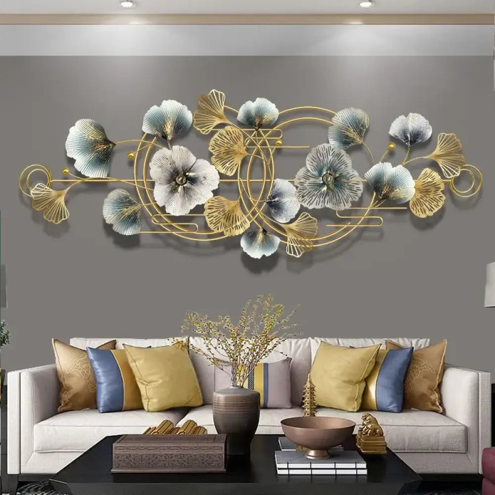 Modern Ginkgo Leaf Metal Wall Decor Minimalist Iron Background Pendant