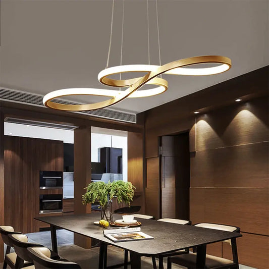 Modern Kitchen Island Pendant Light Remote Dimming - Tri-Color LED Linear Lamp