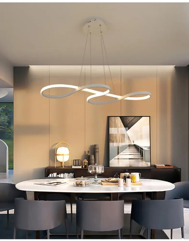 Modern Kitchen Island Pendant Light Remote Dimming - Tri-Color LED Linear Lamp