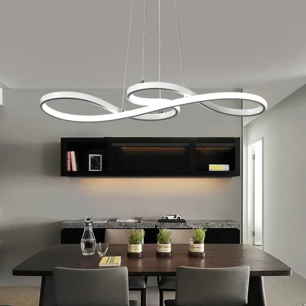 Modern Kitchen Island Pendant Light Remote Dimming - Tri-Color LED Linear Lamp