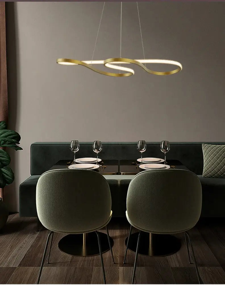 Modern Kitchen Island Pendant Light Remote Dimming - Tri-Color LED Linear Lamp