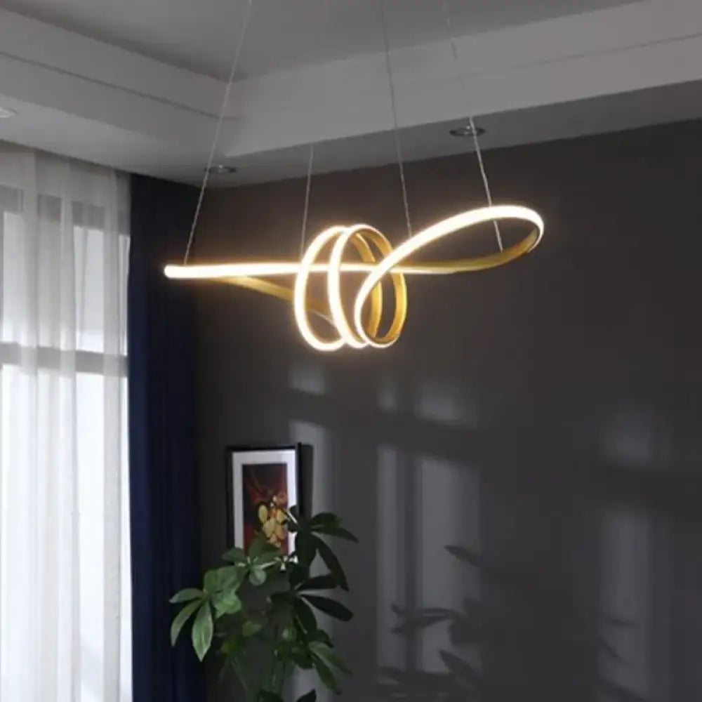 Modern Kitchen Island Pendant Light Remote Dimming - Tri-Color LED Linear Lamp