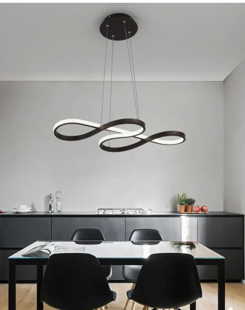 Modern Kitchen Island Pendant Light Remote Dimming - Tri-Color LED Linear Lamp