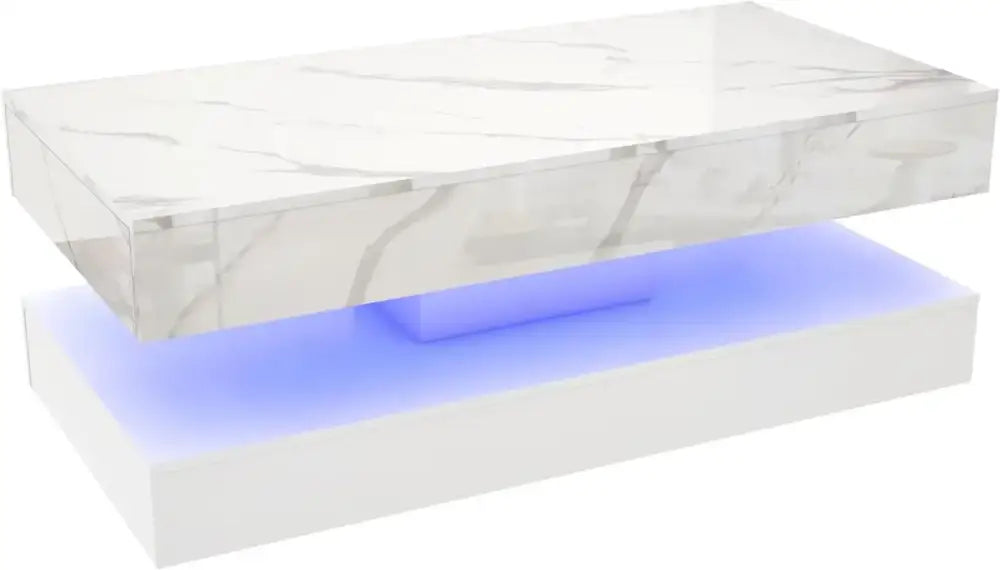 Modern LED Coffee Table – 20 Colors, Double Layer & 2 Storage Drawers
